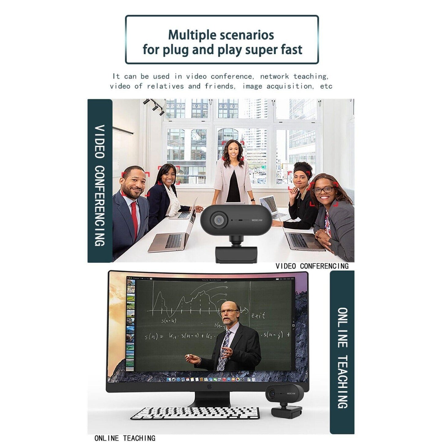 HD Webcam w/ High Quality Glass Lens Clear Image - Video Chat/Webcast/Conference