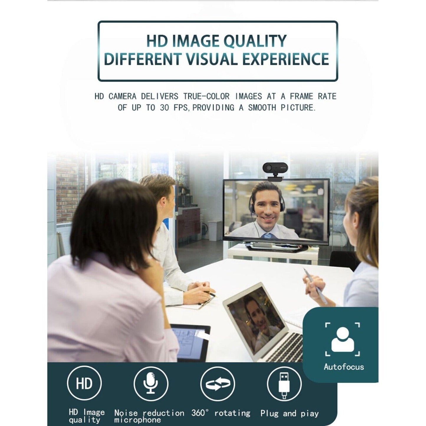 HD Webcam w/ High Quality Glass Lens Clear Image - Video Chat/Webcast/Conference
