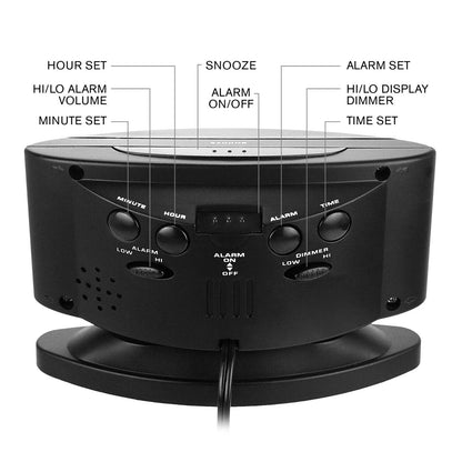 Sharp Digital Alarm Clock w/ Jumbo Display & Swivel Case, Black