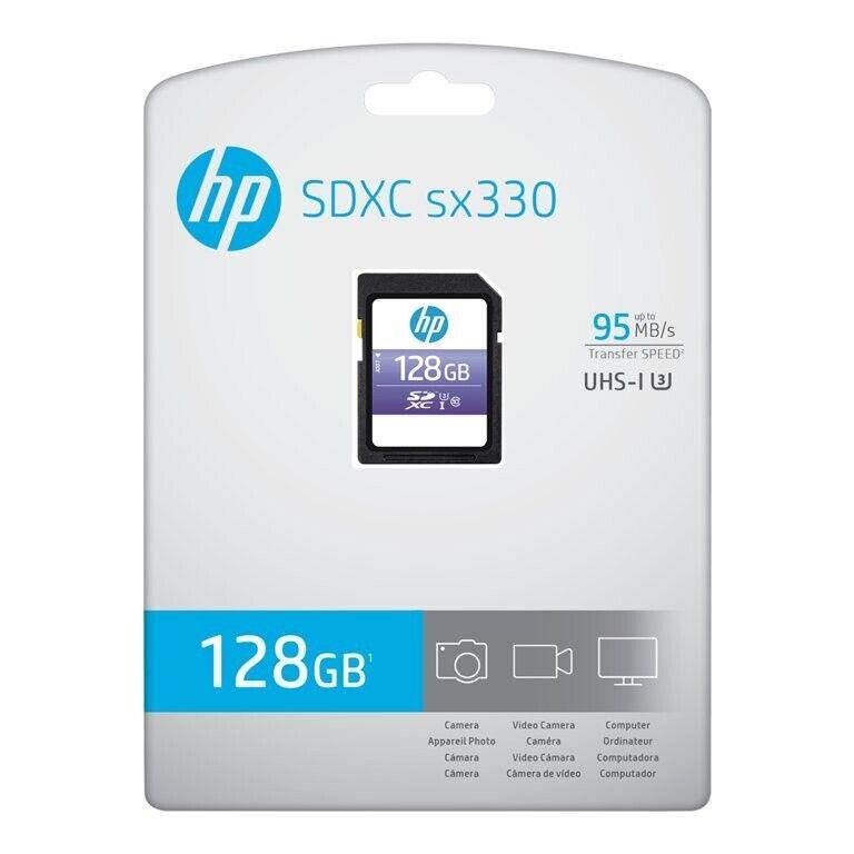 HP 128GB sx330 Class 10 U3 SDXC Flash Memory Card - 95MB/s, 4K UHD Full HD UHS-I