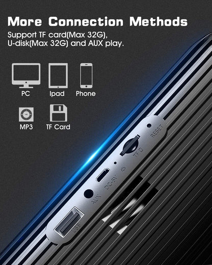 Elegiant Bluetooth 5.0 Portable Stereo Speaker, LED Lights, TF-Card/U-Disk, AUX