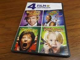 4 FILMS - Willy Wonka / The Goonies / Space Jam / Dennis the Menace (DVD) - NEW