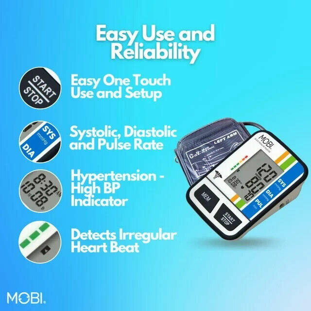 MOBI Advanced Automatic Arm Blood Pressure Monitor Includes Carrying Case