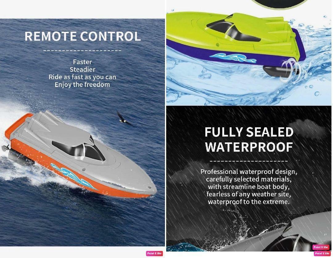 Remote Control Speedboat, Waterproof and Dual Motor RC Boat (Green and Orange)