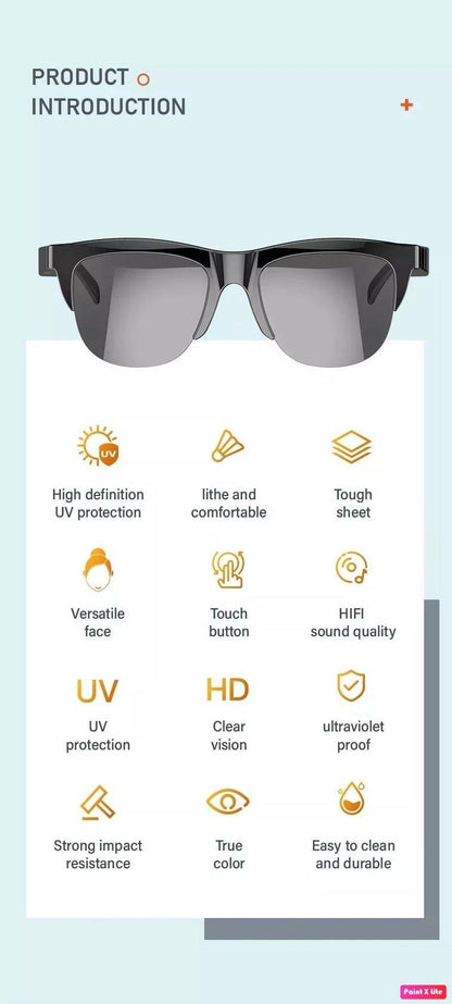 Smart Glasses Bluetooth Sunglasses, Smart Sunslasses Touch Control Music Calling
