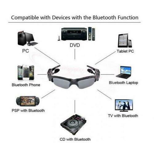 BTglasses Smart Glasses, Bluetooth Sunglasses, Built-in Mic, Black Lenses