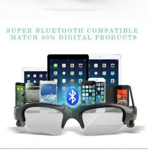 BTglasses Smart Glasses, Bluetooth Sunglasses, Built-in Mic, Black Lenses