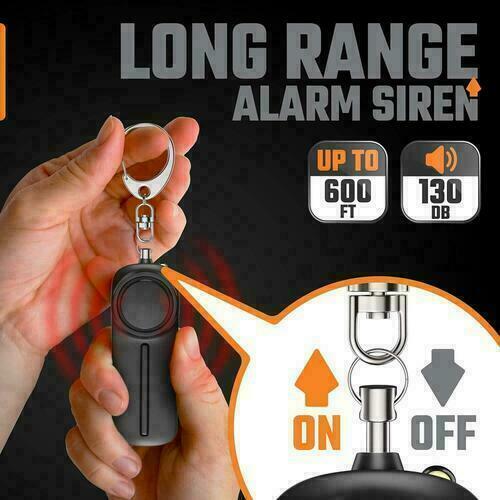 Personal Alarm With LED Light & Siren - Self-Defense Keychain WHITE130DB