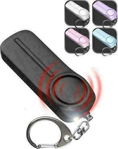 Personal Alarm With LED Light & Siren - Self-Defense Keychain BLACK 130DB