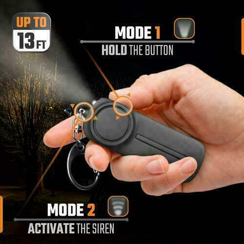 Personal Alarm With LED Light & Siren - Self-Defense Keychain YELLOW130DB