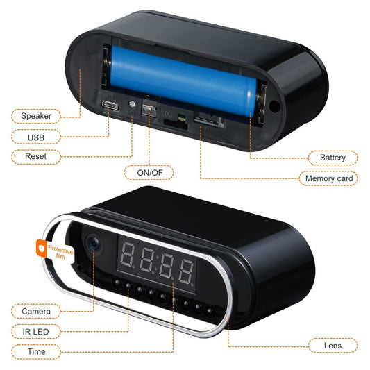 Small Digital Clock w/ Mini 1080p HD Camera for Pet Monitoring w/ WiFi