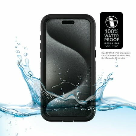Body Glove Tidal Waterproof Phone Case for iPhone 15 Pro Max - Black/Clear