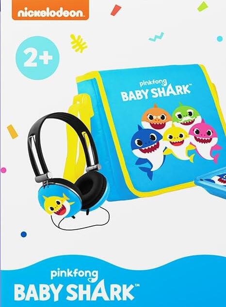 Pinkfong Baby Shark Headphones & Carrying Bag/Tablet/Mini Laptop Bag-Multicolor