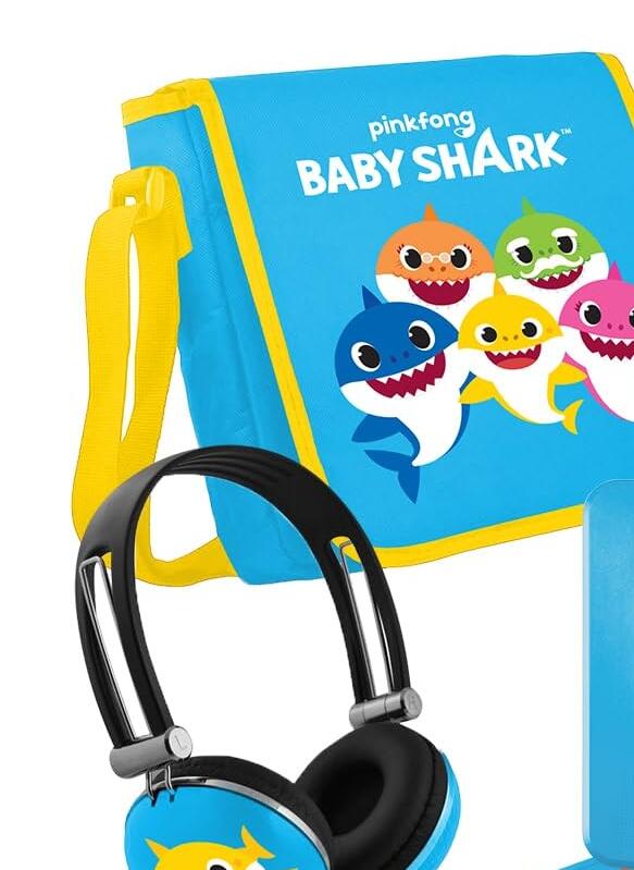 Pinkfong Baby Shark Headphones & Carrying Bag/Tablet/Mini Laptop Bag-Multicolor