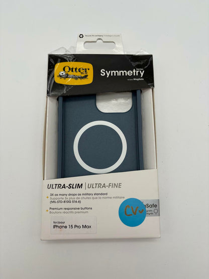 OtterBox iPhone 15 Pro MAX Symmetry Series Case (Blue), Snaps to MagSafe,