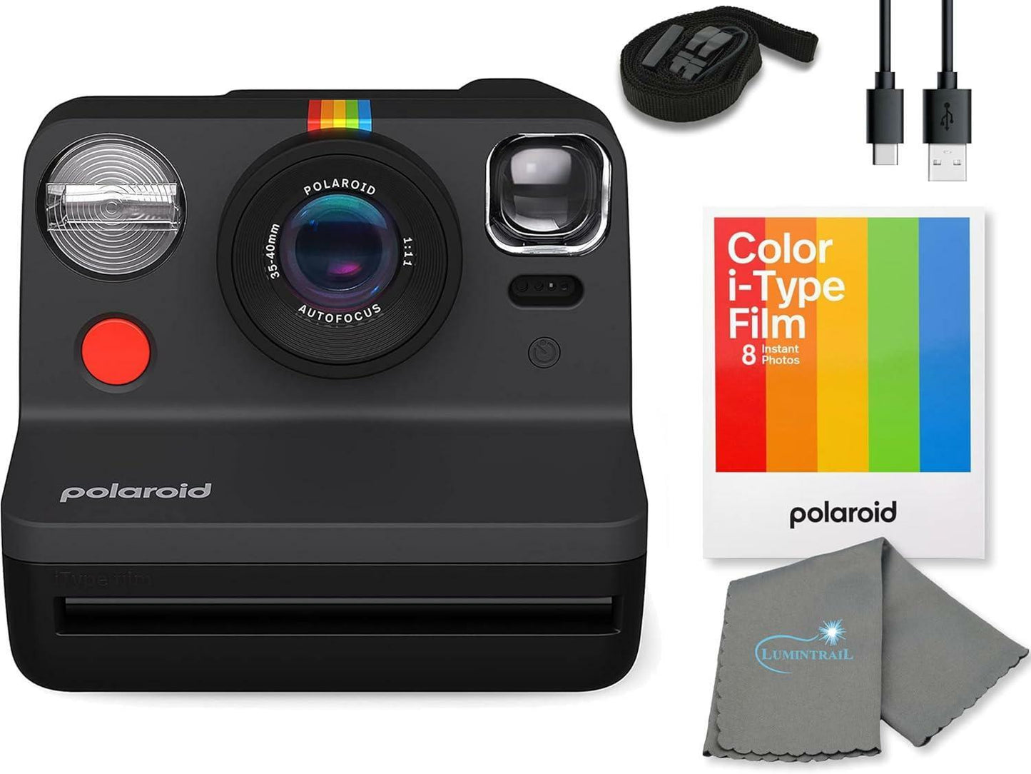 Polaroid Now 2nd Generation Instant Camera + Film Bundle Black Camera+ 16 Photos