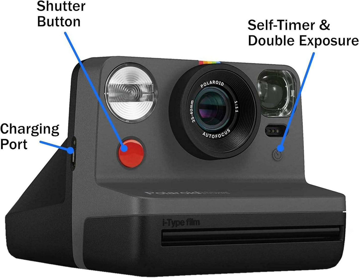 Polaroid Now 2nd Generation Instant Camera + Film Bundle Black Camera+ 16 Photos