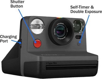 Polaroid Now 2nd Generation Instant Camera + Film Bundle Black Camera+ 16 Photos