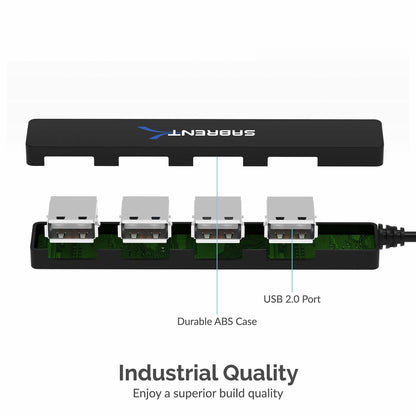 Sabrent 4-Port USB 2.0 Hub - Windows & Mac Compatible - Black - No Packaging
