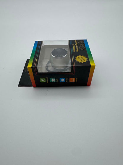 Mini Unbranded Pairable Wireless Speaker - Silver & Black w/detachable mini lanyard