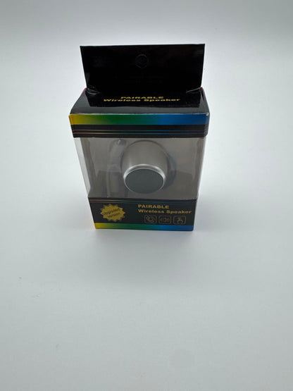 Mini Unbranded Pairable Wireless Speaker - Silver & Black w/detachable mini lanyard