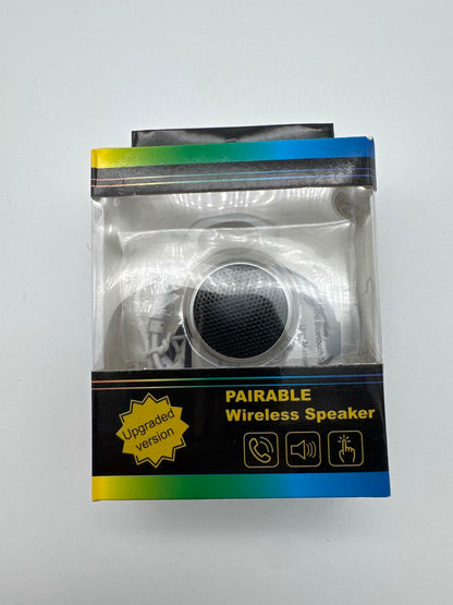 Mini Unbranded Pairable Wireless Speaker - Silver & Black w/detachable mini lanyard
