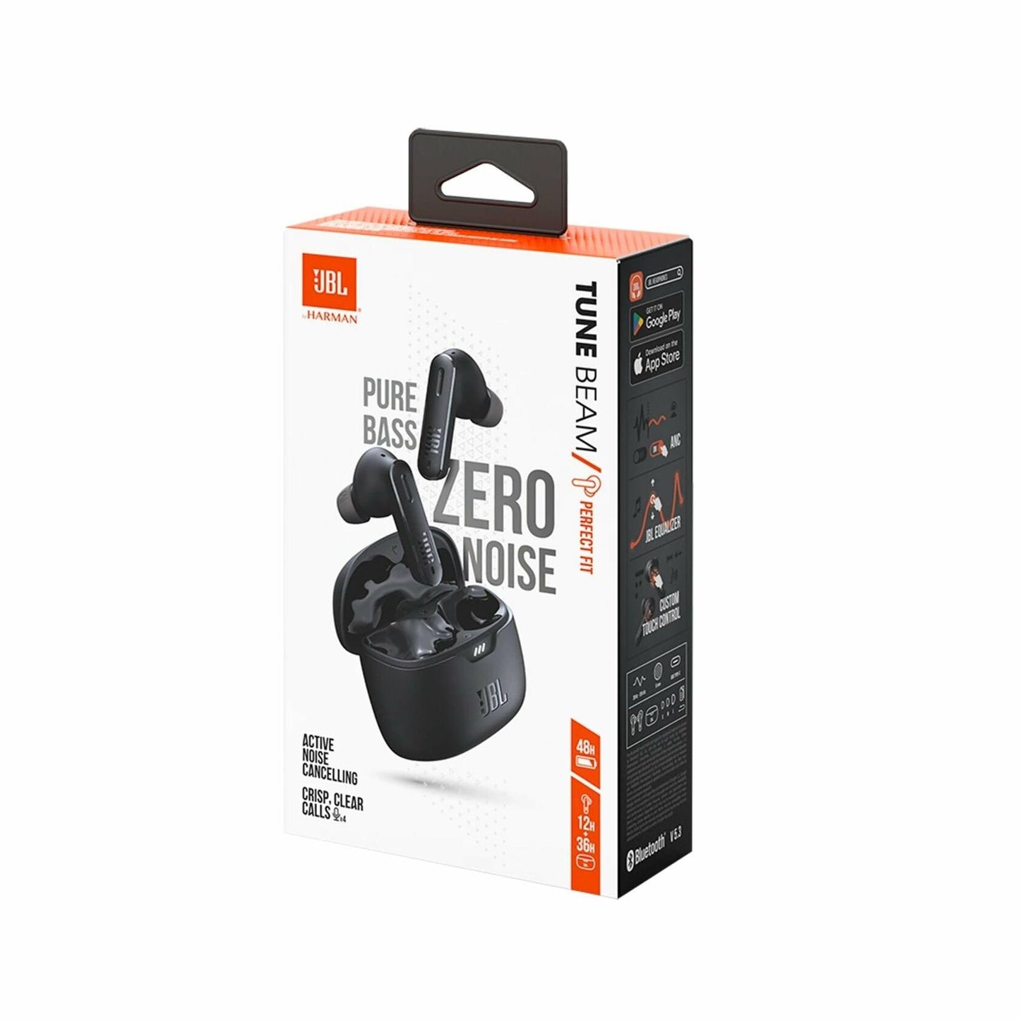 JBL Tune Beam - True Wireless Noise Cancelling Earbuds (Black), Small (Black)
