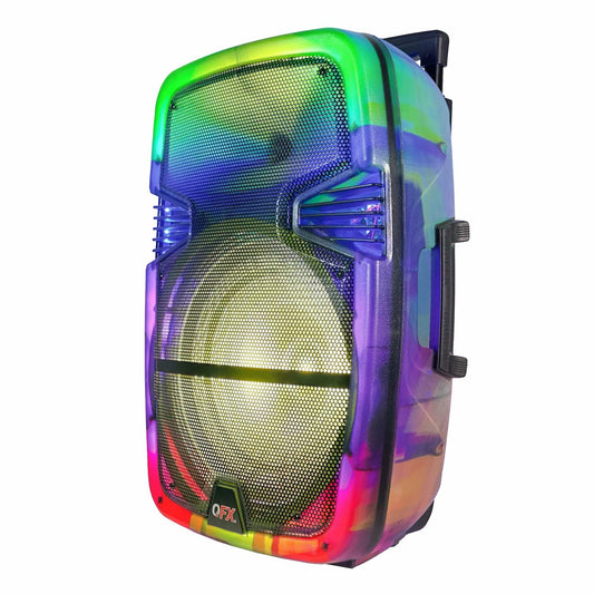 QFX 15" Portable Bluetooth Karaoke Party Speaker| USB, AUX, FM Radio | TMS-1553