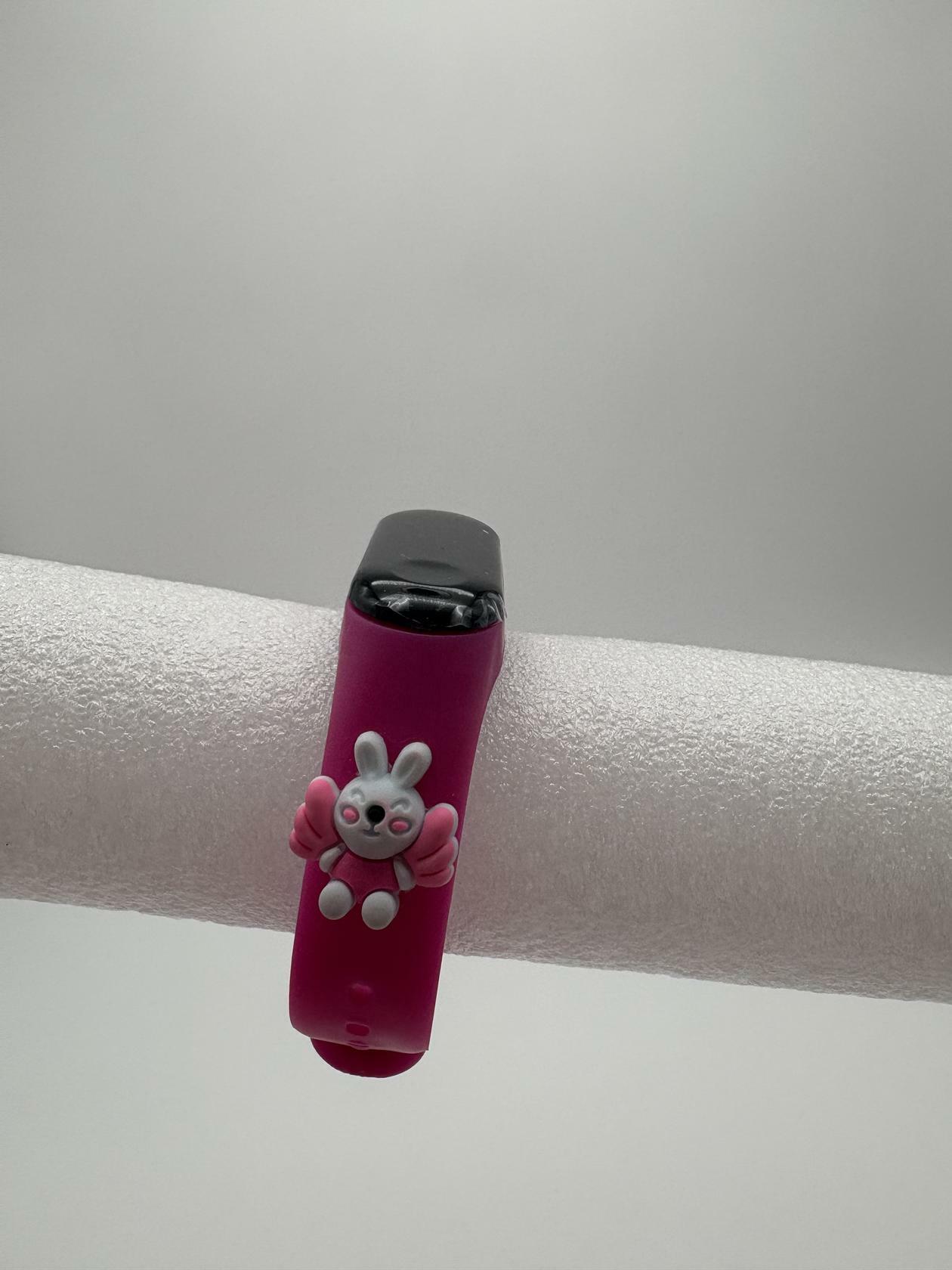 Smart Watch M8 Silicone Heart Rate Sport Watch for Kids- Pink With White Bunny