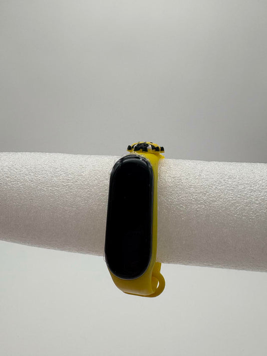 Smart Watch M8 Silicone Heart Rate Sport Watch for Kids- Yellow With Ladybugs