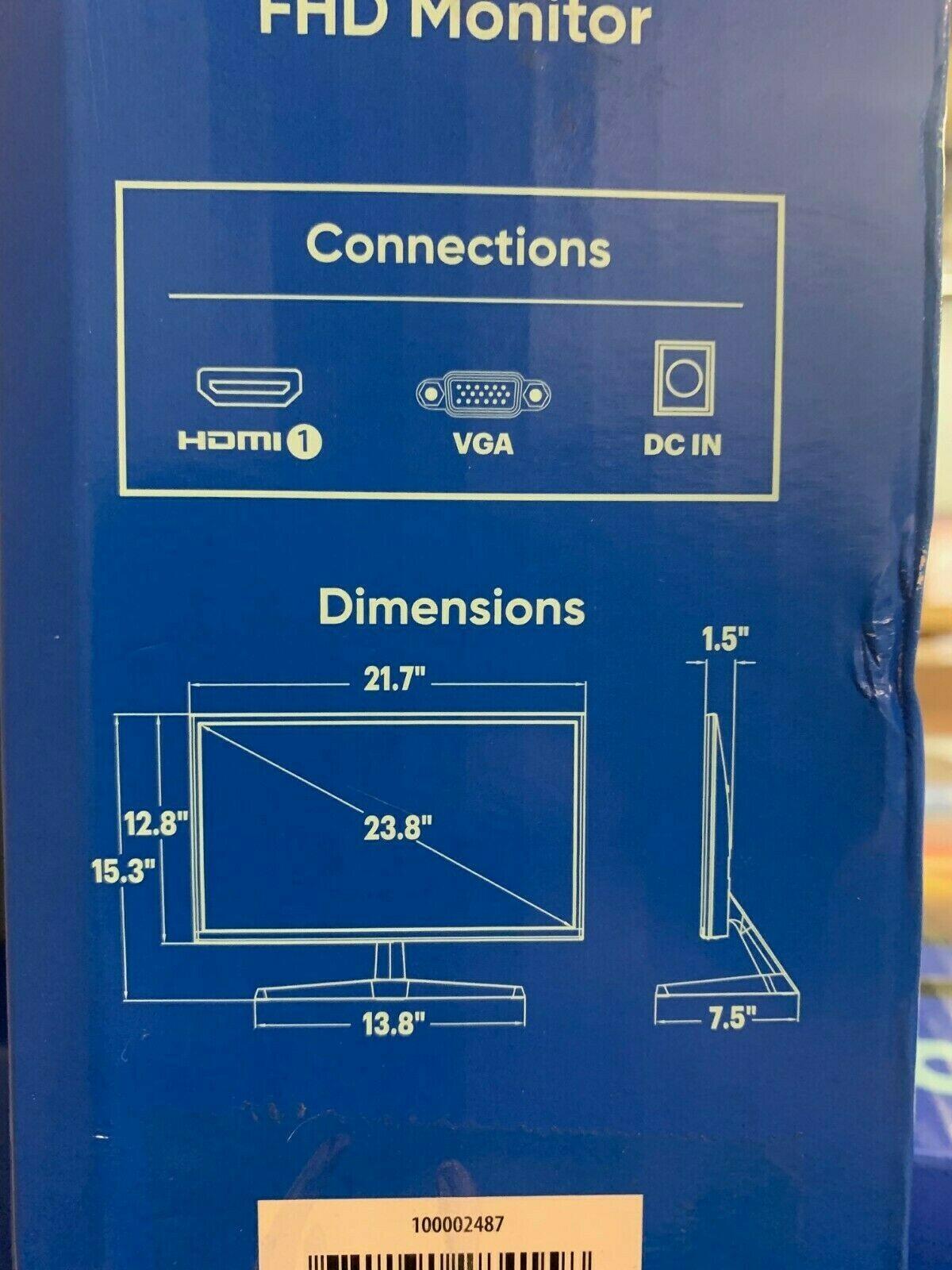 ONN 24" 1920x1080 FULL HD LED Slim Design Monitor - HDMI/VGA 60hz 14ms