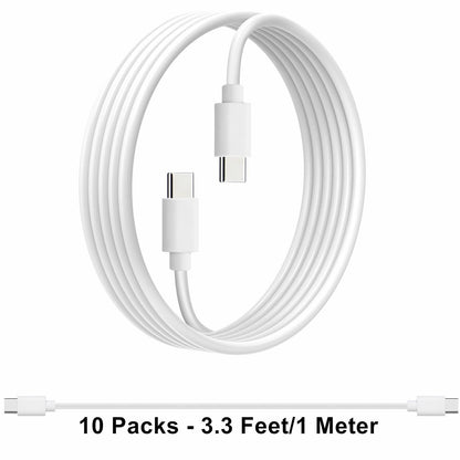 20-Pack USB C to C | Charger Cable - Bulk Multipack White, 3.3ft