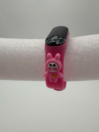 Smart Watch M8 Silicone Heart Rate Sport Watch for Kids- Pink With Lollipops