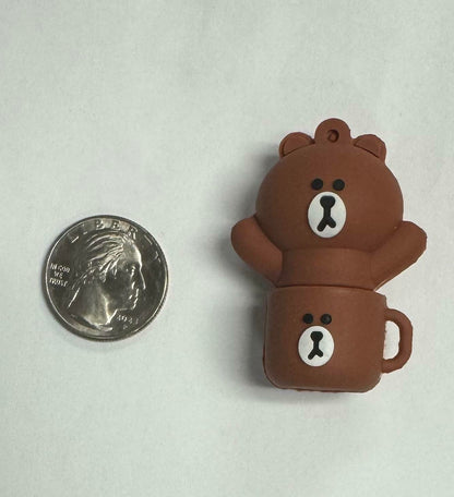 Dinosaur Driver Character USB Flash Drive 8GB | Brown Bear in Brown Cup - Brown