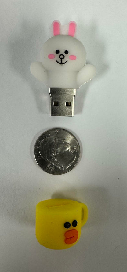 Dinosaur Driver Character USB Flash Drive 8GB | Bunny in Cup - White & Yellow