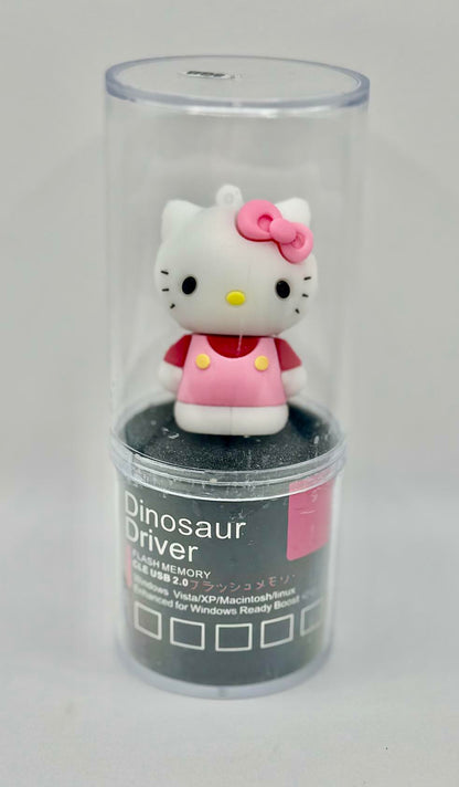 Dinosaur Driver Character USB Flash Drive 8GB | Kitty Cute - Pink & White