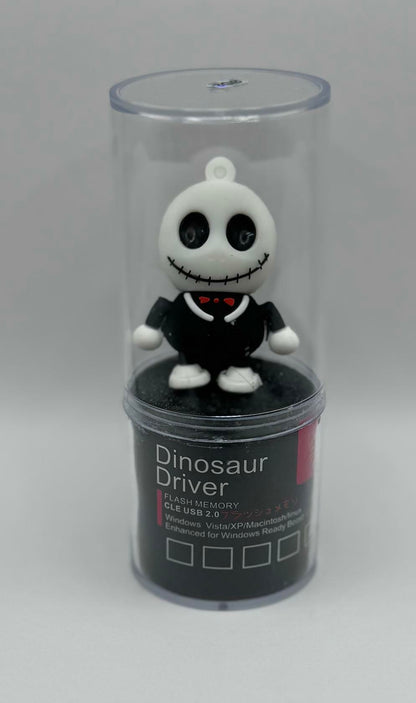 Dinosaur Driver Character USB Flash Drive 8GB | Skellyton - Black & White