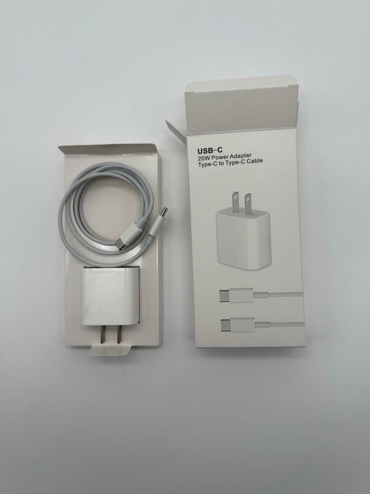 White 1m USB-C Power Adapter Type - C TO Type - C Cable w/20 W Power Adapter