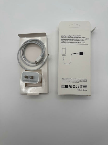 White 1m USB-C Power Adapter Type - C TO Type - C Cable w/20 W Power Adapter