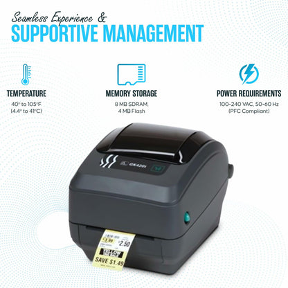 *USED/ FOR PARTS* Zebra GK420T Thermal Printer for Labels *PRINTER ONLY*