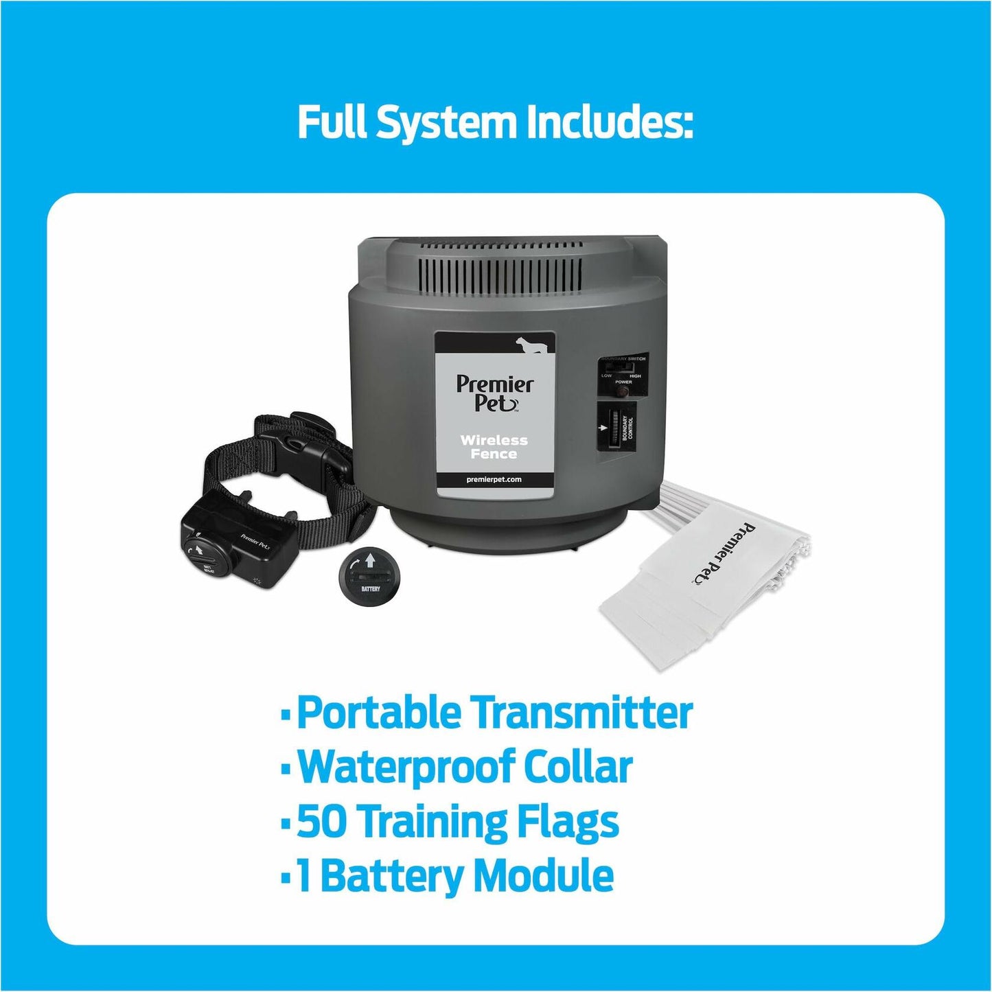 Premier Pet Wireless Dog Fence System - Circular Boundary - No Digging