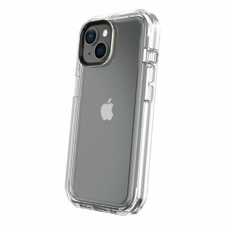 onn. Rugged Phone Case with Holster for iPhone 15 - Clear