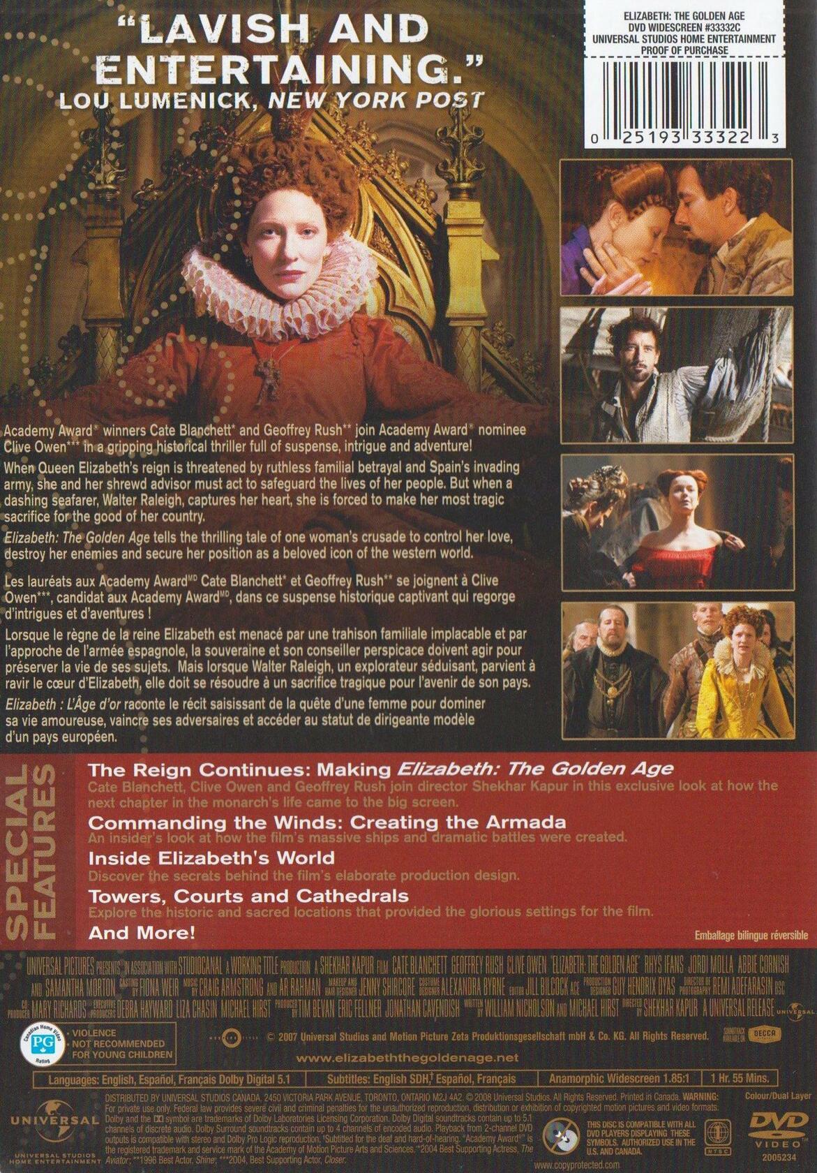Cate Blanchett, Geoffrey Rush, Clive Owen in Elizabeth - The Golden Age [DVD]