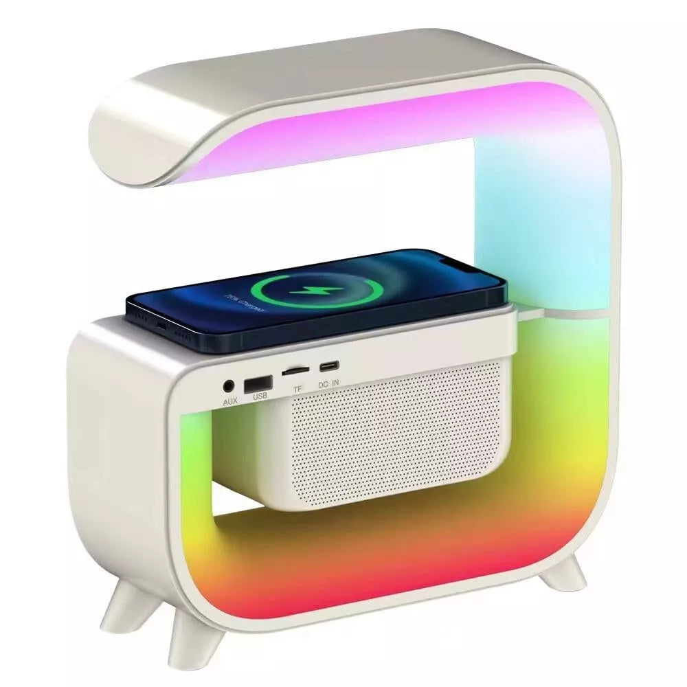 NEW! G3 5 In 1 Wireless Charger Bluetooth Speaker Clock RGB LED Atmosphere Light