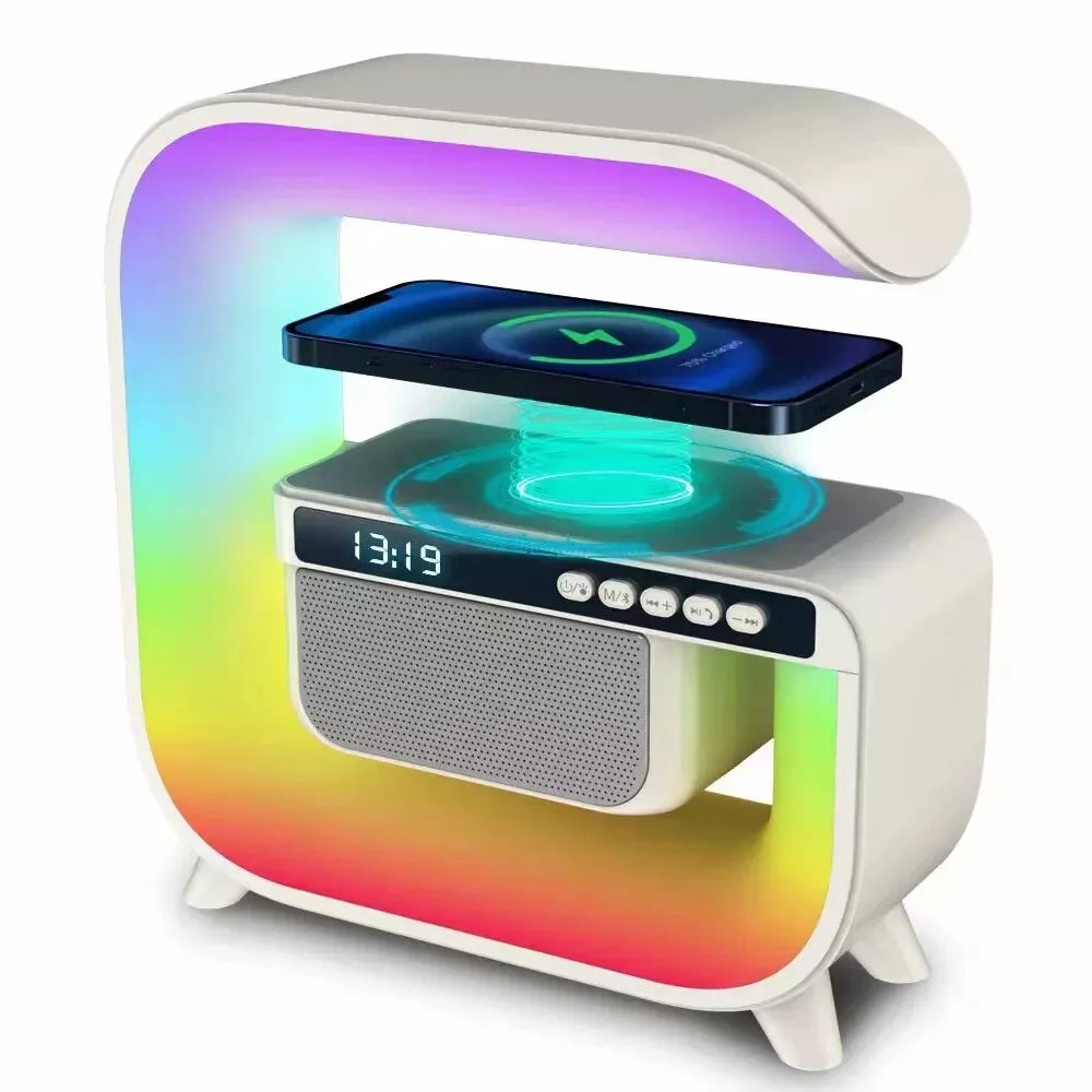 NEW! G3 5 In 1 Wireless Charger Bluetooth Speaker Clock RGB LED Atmosphere Light