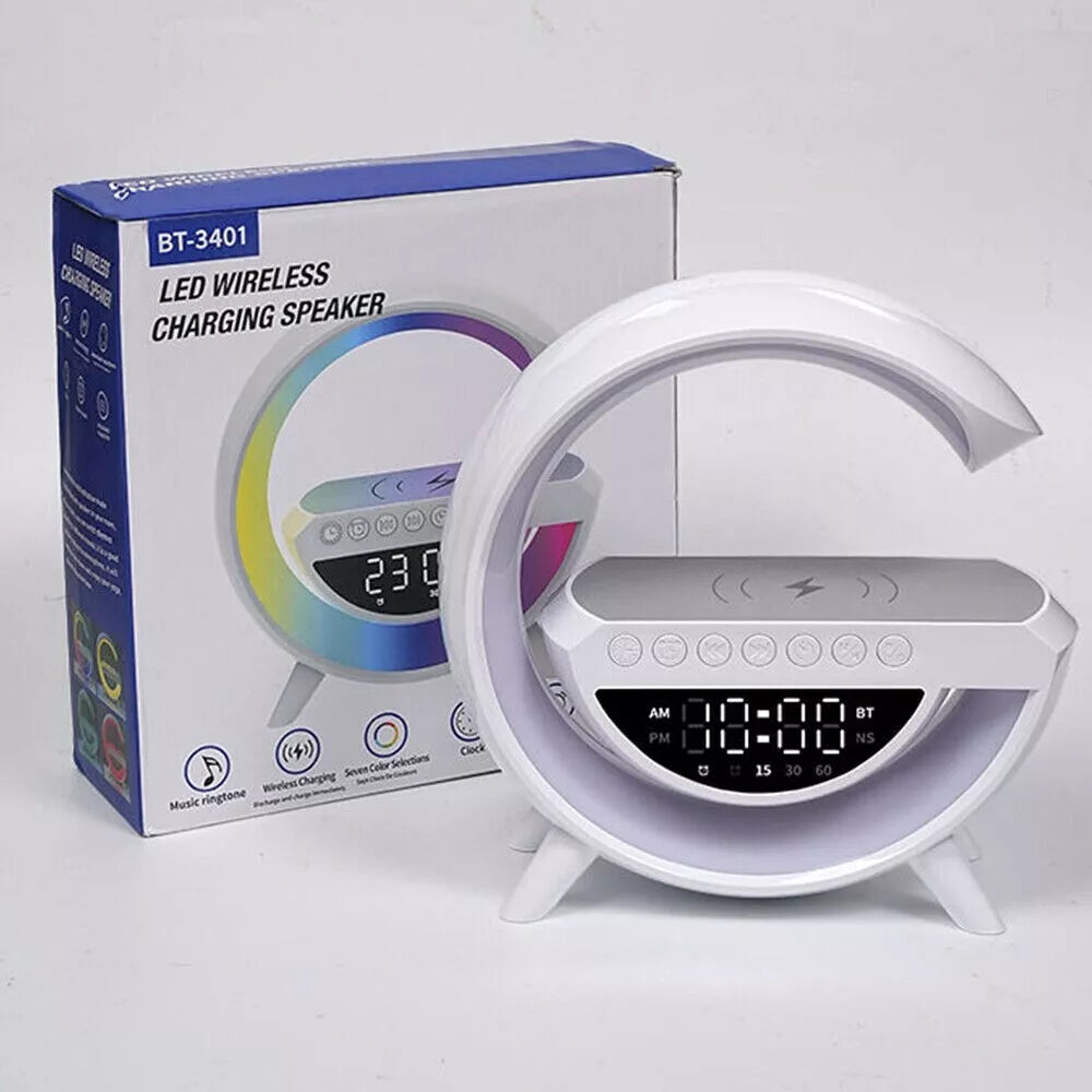 NEW BT-3401 LED Wireless Charging Speaker Music Ringtone 7 Colors Clock Alarm FM