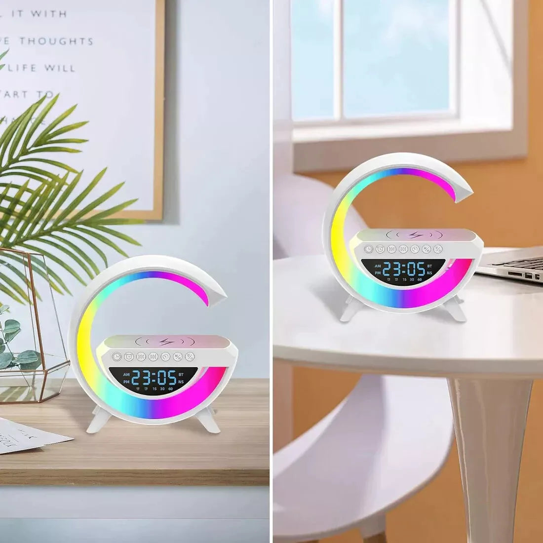 NEW BT-3401 LED Wireless Charging Speaker Music Ringtone 7 Colors Clock Alarm FM