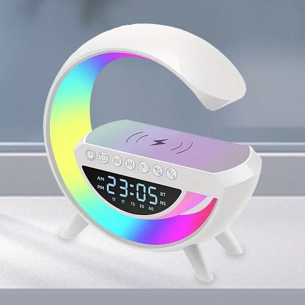 NEW BT-3401 LED Wireless Charging Speaker Music Ringtone 7 Colors Clock Alarm FM