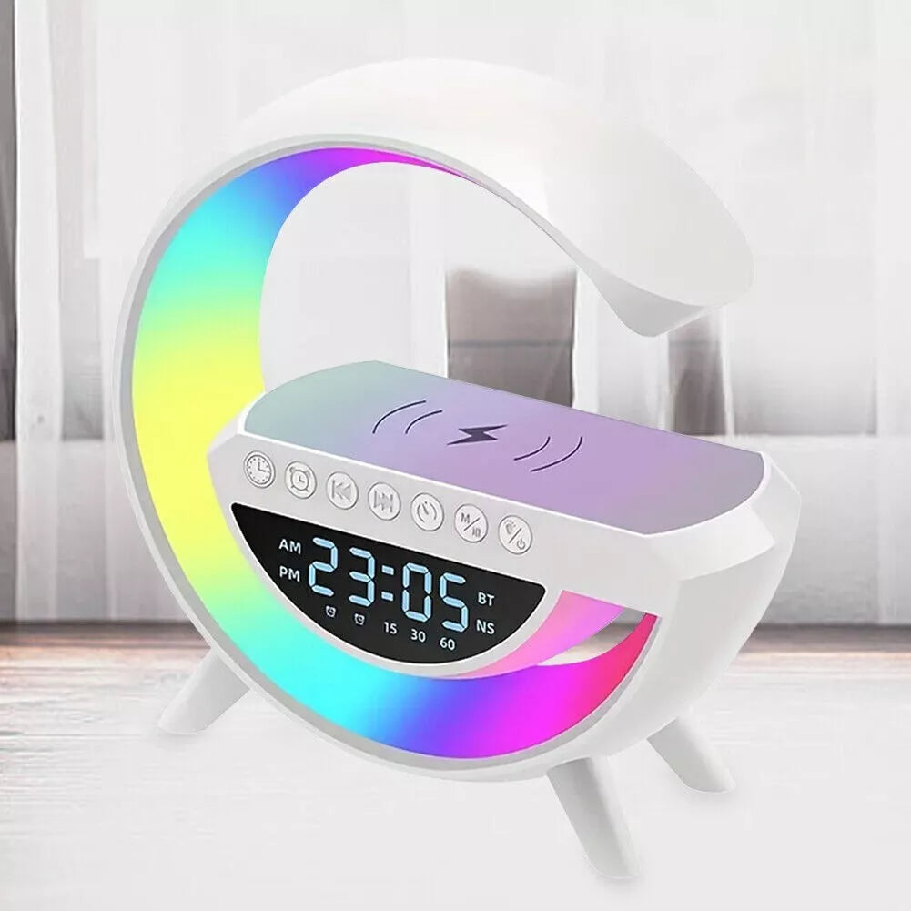 NEW BT-3401 LED Wireless Charging Speaker Music Ringtone 7 Colors Clock Alarm FM