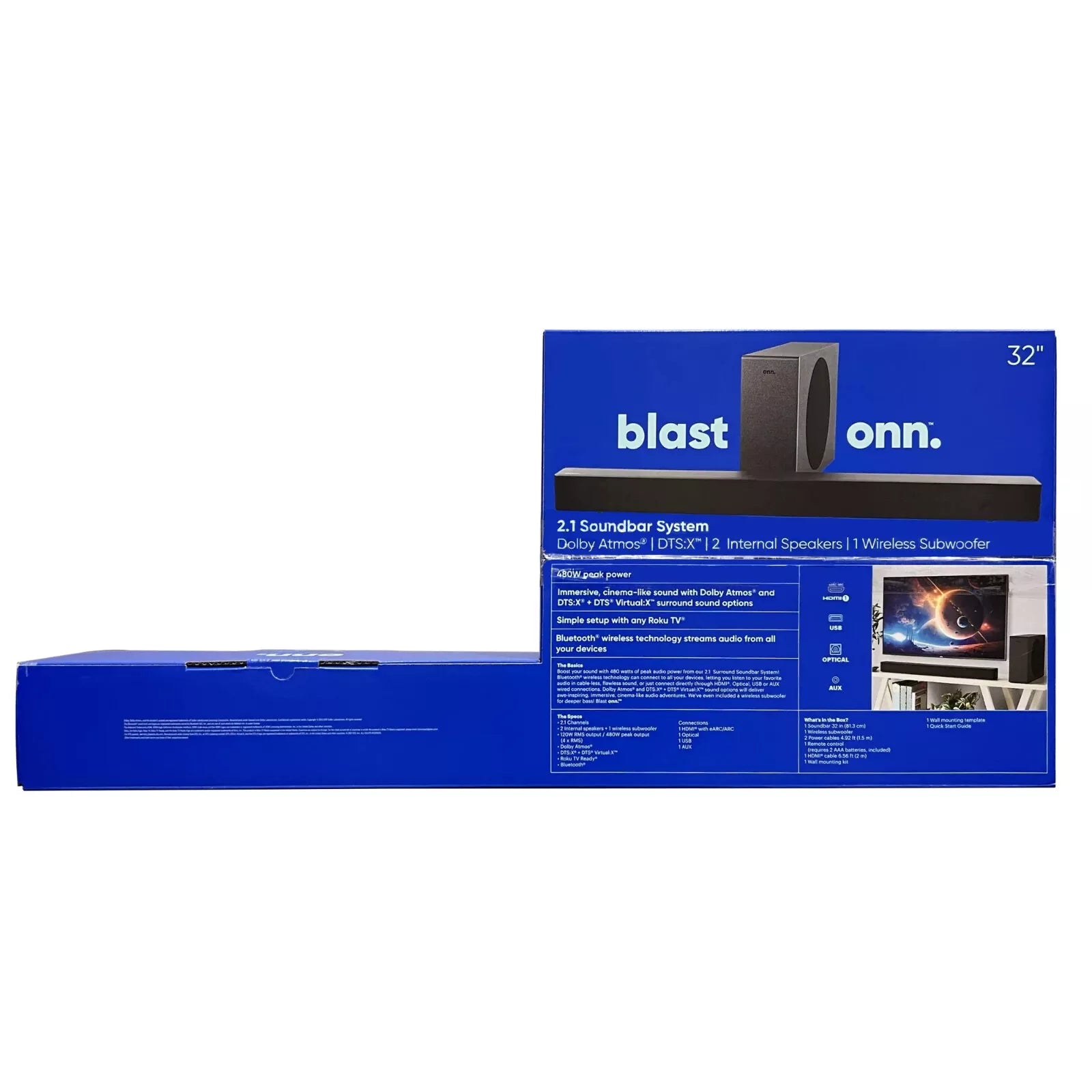 Onn Blast 2.1 36" Soundbar with Wireless Subwoofer 280W Dolby Audio (100071725)™